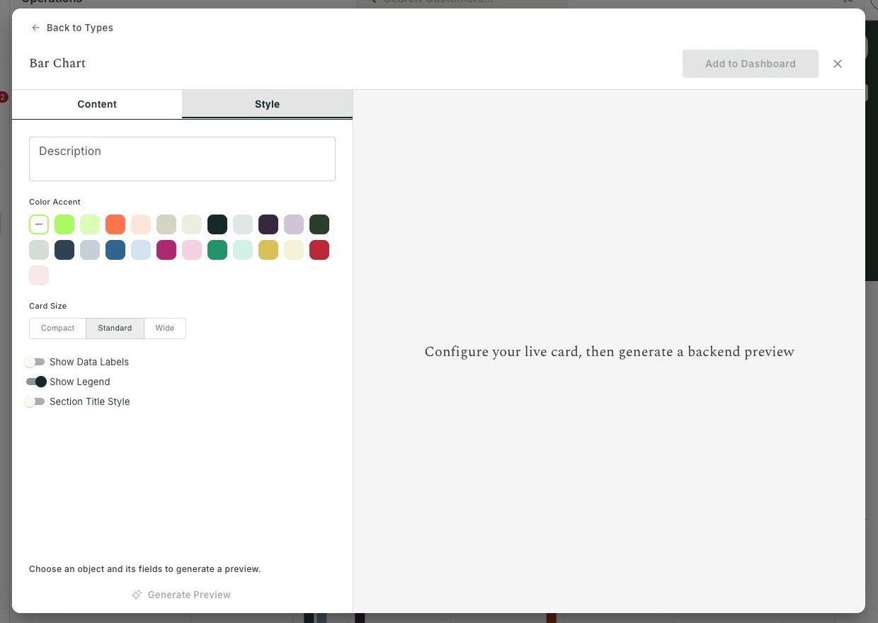Style controls for a Bar Chart Frame